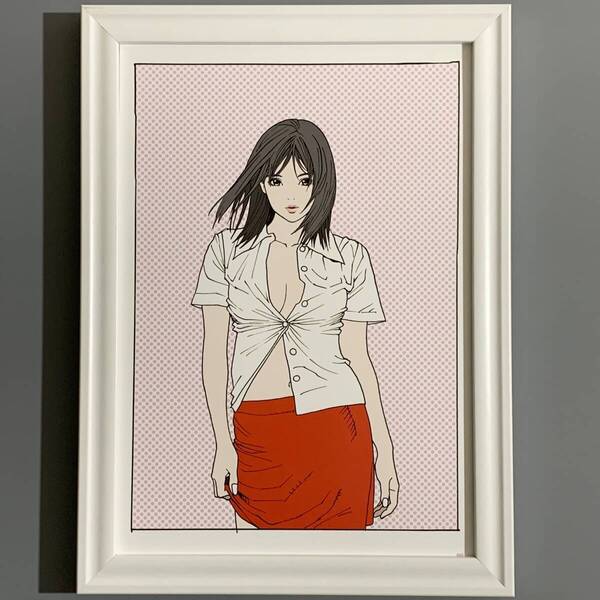 ■江口寿史■「『A-ZERO』 表紙イラスト 2009」/B5額装品/セクシー/美人画/貴重イラスト/印刷物/インテリア G3044
