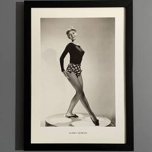 ■オードリー・ヘプバーン■「モノクログラビア #2」/A4額装品/イギリス人女優/ハリウッド黄金時代/貴重写真/印刷物/インテリア G3068
