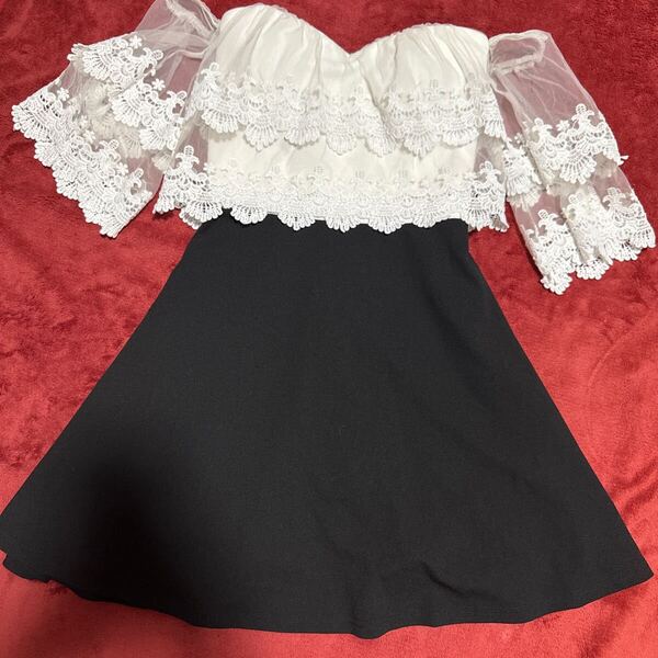 Tika オフショルダー レース キャバ ドレス M ワンピース