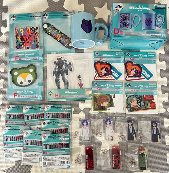 ガンダム GQuuuuuuX ジークアクス 一番くじ B賞 D賞 E賞 F賞 G賞 ビジュアルスタンド マグカップ アクリルチャーム ラバーアソート セット
