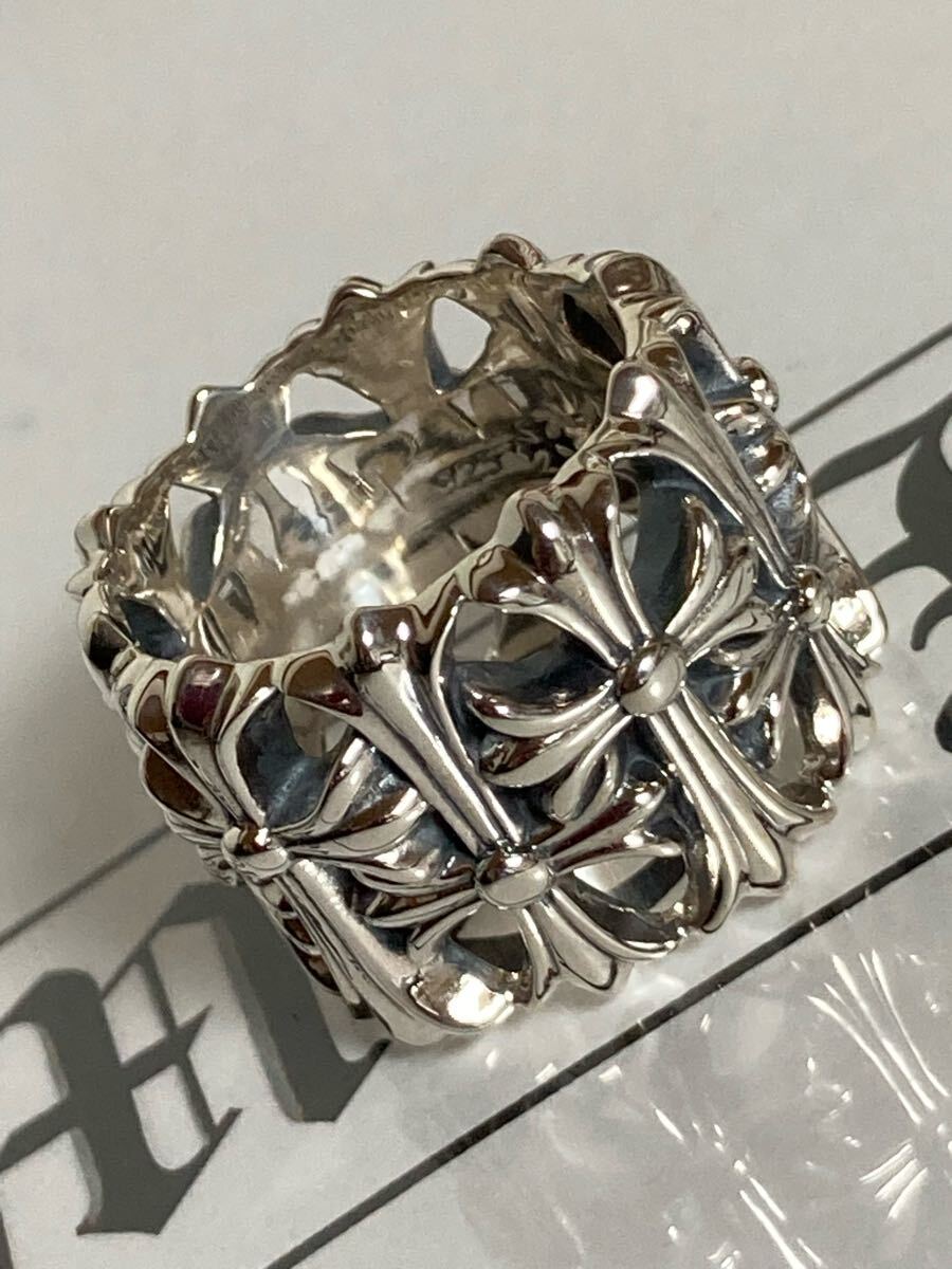 Silver925 セメタリー　クロスリング　ダイヤ　16号相当 アフターPAVEダイヤ/セメタリークロスリング | Chrome Hearts
