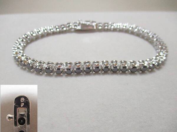 J109*ブレスレット* シルバーカラー×ブラックビジュー ラインストーンデザインプレスレット 1点 /中古 /BF【送料込】