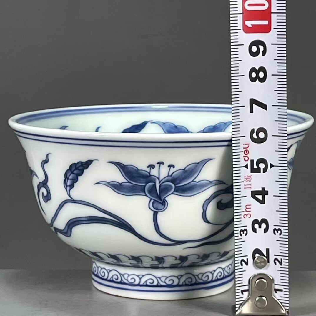 中国 大明成化年製 粉彩 鳥花文 煎茶碗 一対 M 7990E