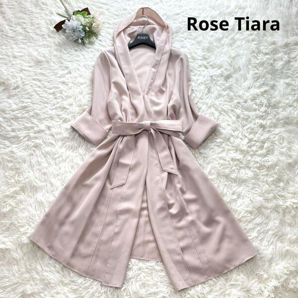 大きいサイズ 美品 Rose Tiara ローズティアラ フーディーライトコート スプリングコート とろみ ベルト 春夏 Aライン 美シルエット XL