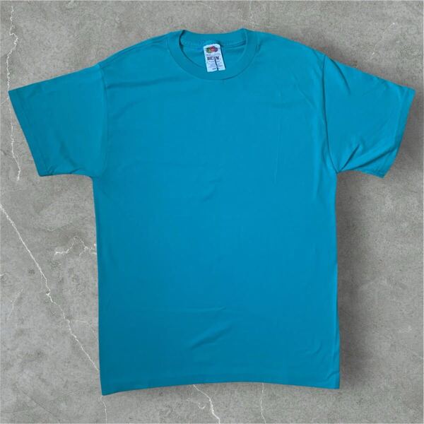 FRUIT OF THE LOOM フルーツオブザルーム メンズサイズM 青緑 半袖 Tシャツ 無地 丸首 ヴィンテージ 古着