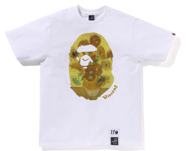 送料無料 白M A BATHING APE Van Gogh Museum Tee bape Tシャツ BAPE ゴッホ