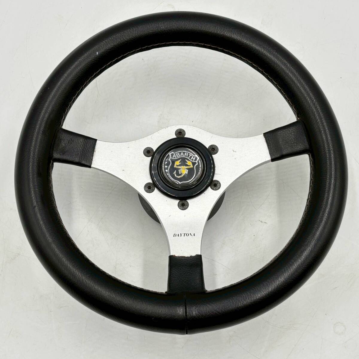 ABARTH アバルト レザーステアリング 37π MOMOホーン付き 当時物