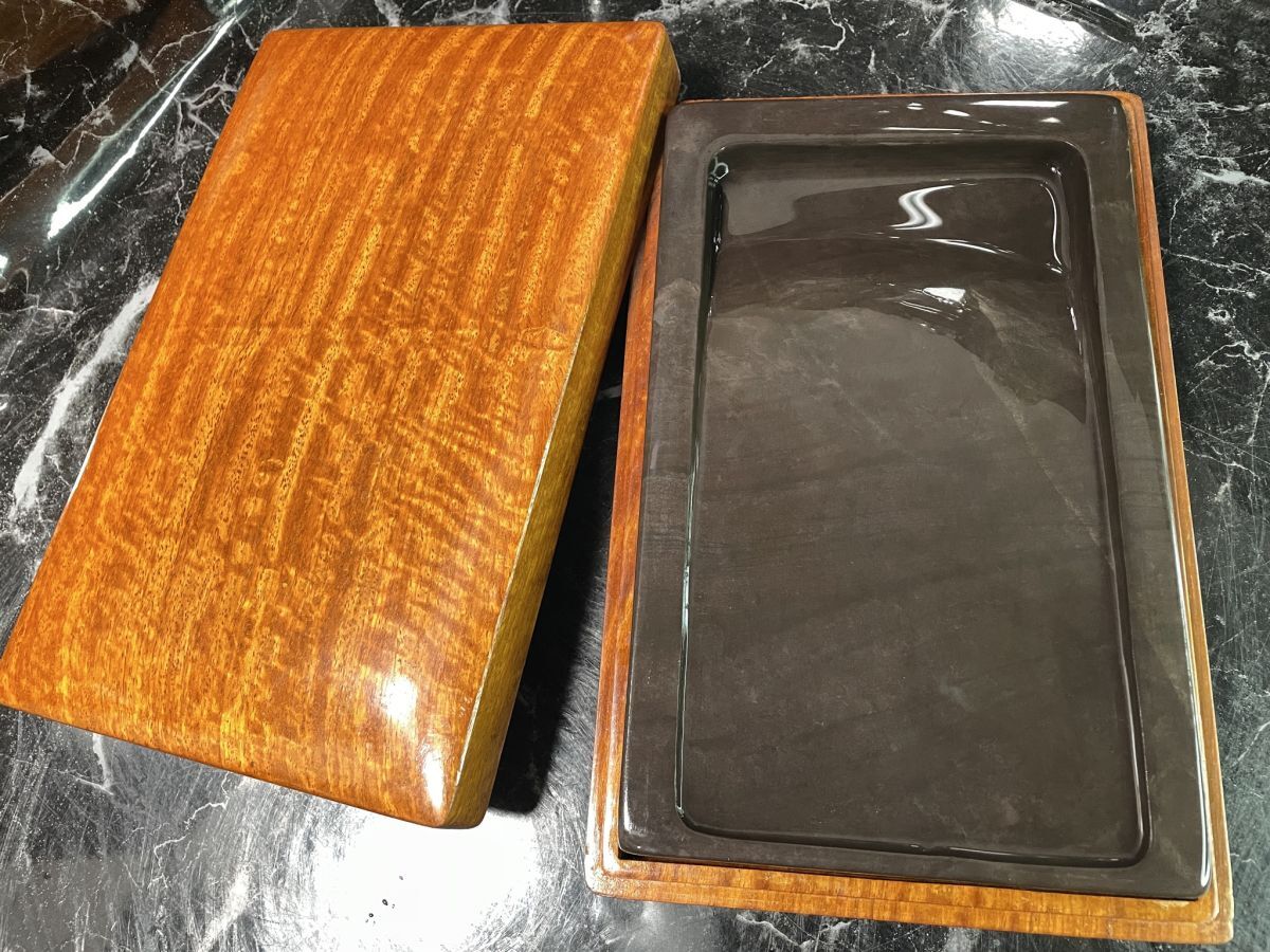 ♢中国 石刻 端硯 豆端硯 共箱 端渓硯 端石硯 古硯 文房四宝 古