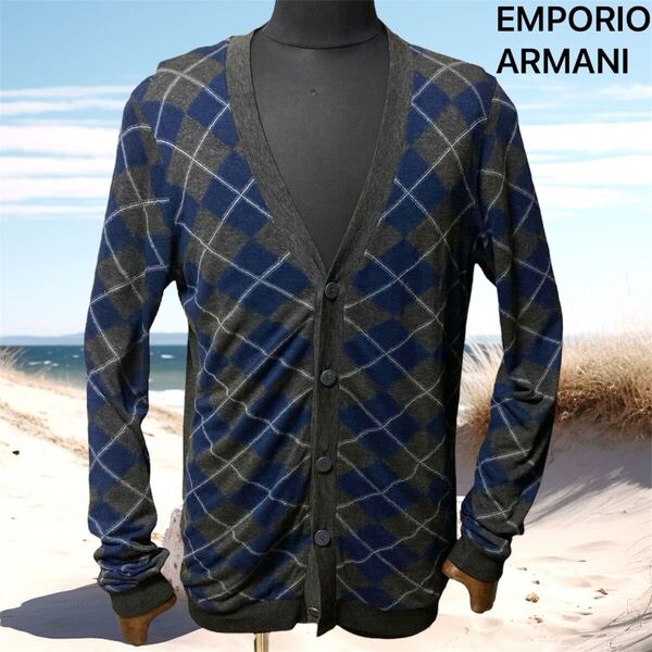 W250517Q 美品 EMPORIO ARMANI エンポリオアルマーニ メンズ サマー カーディガン ジャケット 検 ブルゾン コート ビジネス