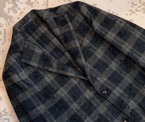状態良好 LARDINI ラルディーニ サイズ 44 S〜M テーラードジャケット グレー系 チェック ウール 100% イタリア製