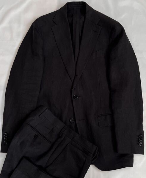 LARDINI ラルディー二 近年モデル ブラック系 スーツ サイズ 46 S〜M セットアップ リネン サルトリアライン イタリア製