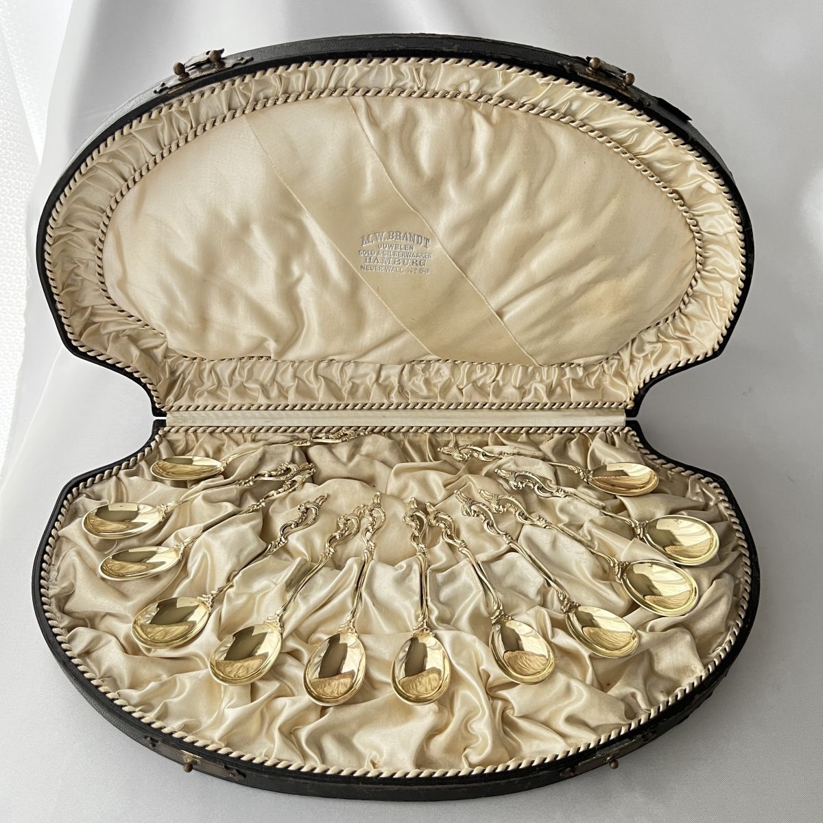 アールヌーボーのスプーン 12本ケース 希少ロシア様式 フランス 純銀