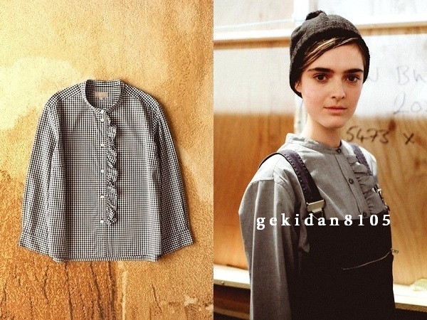 MARGARET HOWELL マーガレットハウエル 2014 新型 ギンガムチェック スタンドカラー フリルシャツ 31,320円 極美品