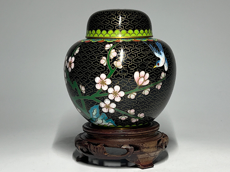 1012 中国 景泰藍 七宝 琺瑯 急須1 花瓶4 小物入れ1 時代物