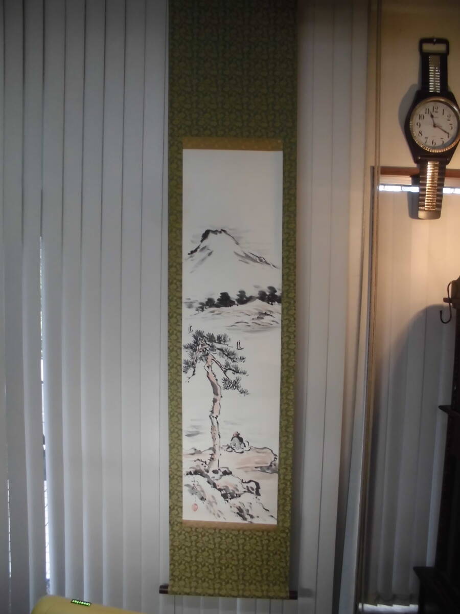 Amazon.co.jp: 掛け軸 池大雅 棧道積雪 絹本 名品 複製 軸装