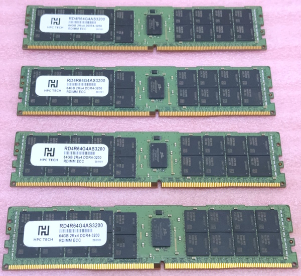 ◎HPCTECH RD4R64G4AS3200 4枚セット *PC4-25600/DDR4-3200 Samsungチップ ECC REG/Registered 288Pin DDR4 RDIMM 256GB(64GB x4) 動作品
