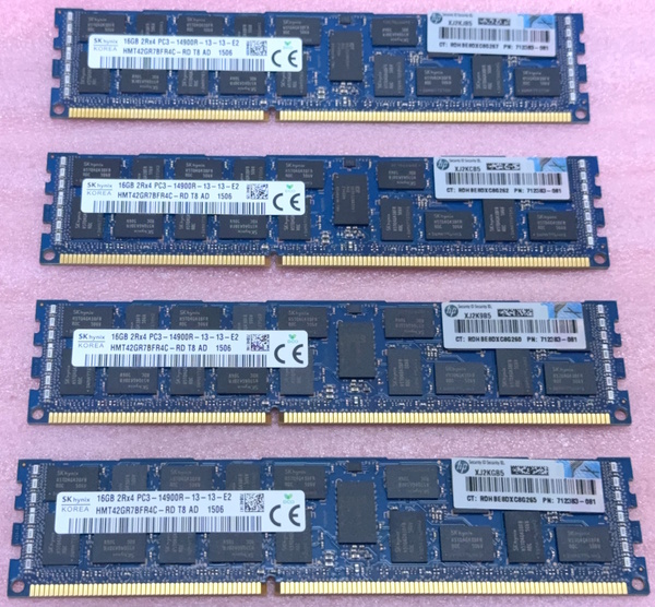 ΦSK hynix HMT42GR7BFR4C-RD 4枚セット *PC3-14900R/DDR3-1866 ECC REG/Registered 240Pin DDR3 RDIMM 64GB(16GB x4) 動作品