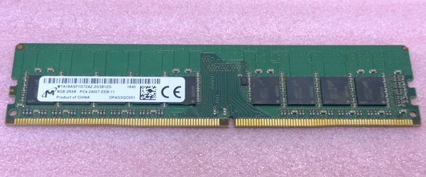 >Micron MTA18ASF1G72AZ-2G3B1 *PC4-19200/DDR4-2400/PC4-2400T ECC Unbuffered 288Pin DDR4 UDIMM 8GB 動作品