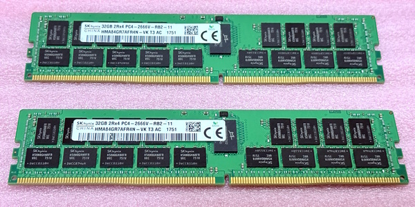 ΦSK hynix HMA84GR7AFR4N-VK 2枚セット *PC4-21300/DDR4-2666/PC4-2666V ECC REG/Registered 288Pin DDR4 RDIMM 64GB(32GB x2) 動作品