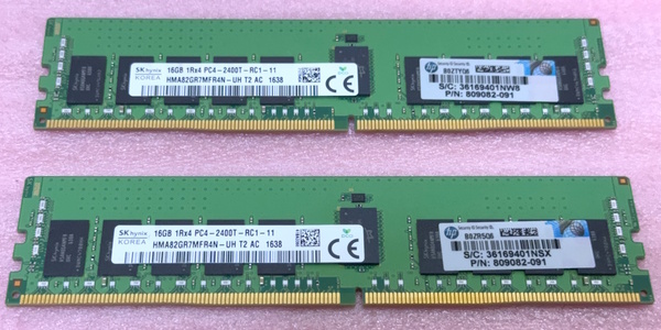 ◎SK hynix HMA82GR7MFR4N-UH 2枚セット *PC4-19200/DDR4-2400/PC4-2400T ECC REG/Registered 288Pin DDR4 RDIMM 32GB(16GB x2) 動作品