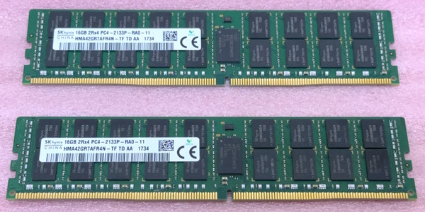 ☆SK hynix HMA42GR7AFR4N-TF 2枚セット *PC4-17000/DDr4-2133/PC4-2133P ECC REG/Registered 288Pin DDR4 RDIMM 32GB(16GB x2) 動作品
