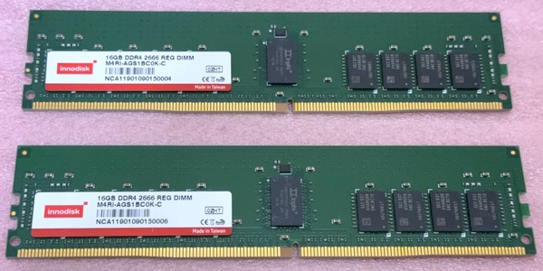 ○innodisk M4RI-AGS1BC0K-C 2枚セット *PC4-21300/DDR4-2666 Samsungチップ ECC REG/Registered 288Pin DDR4 RDIMM 32GB(16GB x2) 動作品