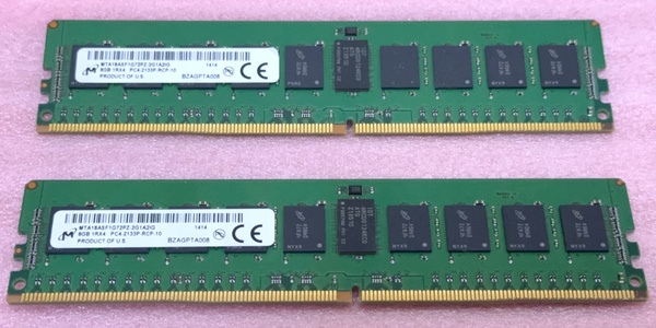 ΦMicron MTA18ASF1G72PZ-2G1A2 2枚セット *PC4-17000/DDR4-2133/PC4-2133P ECC REG/Registered 288Pin DDR4 RDIMM 16GB(8GB x2) 動作品
