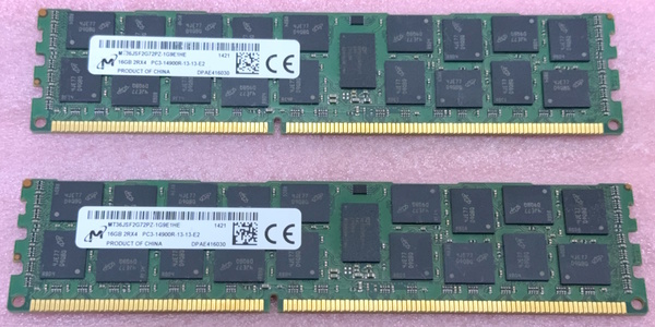 ☆Micron MT36JSF2G72PZ-1G9E1 2枚セット *PC3-14900R/DDR3-1866 ECC REG/Registered 240Pin DDR3 RDIMM 32GB(16GB x2) 動作品