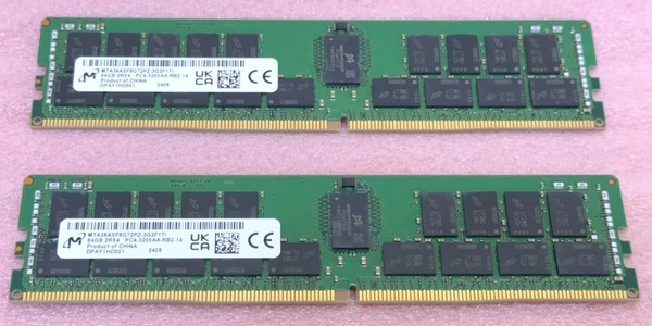○Micron MTA36ASF8G72PZ-3G2F1 2枚セット *PC4-25600/DDR4-3200/PC4-3200AA ECC REG/Registered 288Pin DDR4 RDIMM 128GB(64GB x2) 動作品