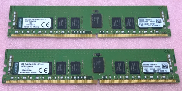 ◆Kingston KVR21R15S4/8HA 2枚セット *PC4-17000/DDR4-2133 SK hynixチップ ECC REG/Registered 288Pin DDR4 RDIMM 16GB(8GB x2) 動作品