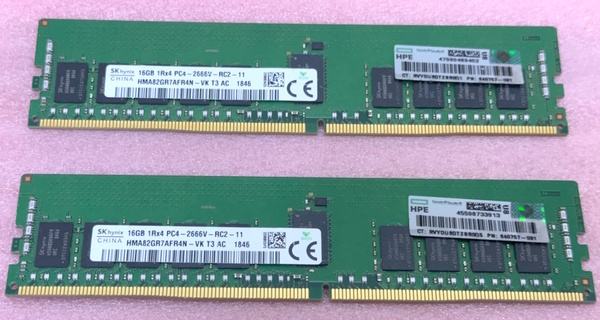 ○SK hynix HMA82GR7AFR4N-VK 2枚セット *PC4-21300/DDR4-2666/PC4-2666V ECC REG/Registered 288Pin DDR4 RDIMM 32GB(16GB x2) 動作品