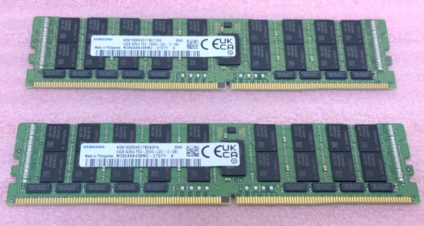 ∠Samsung M386A8K40BM2-CTD7Y 2枚セット *PC4-21300/DDR4-2666/PC4-2666V ECC Load Reduced 288Pin DDR4 LRDIMM 128GB(64GB x2) 動作品