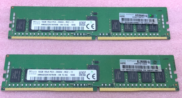 ●SK hynix HMA82GR7AFR4N-VK 2枚セット *PC4-21300/DDR4-2666/PC4-2666V ECC REG/Registered 288Pin DDR4 RDIMM 32GB(16GB x2) 動作品
