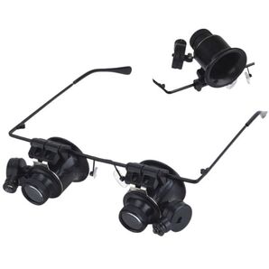 LEDライト搭載 20倍 ヘッドルーペ Wレンズ 新品 両目用 顕微鏡 鑑定 修理 工具 拡大鏡 即納 格安