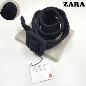 ZARA ブラック 編み込みベルト レディース カジュアル タグ付き フォーマルフェミニン 大人可愛い ガーリー デイリー 生地 コットン混 ザラ