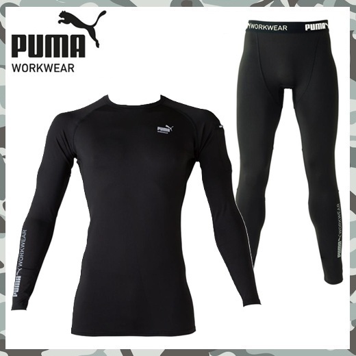 PUMA 【 新品 送料無料 】 L プーマ 長袖 パフォーマンス ウェア PW 2010N タイツ PW 2014N ブラック インナー 上下 セット
