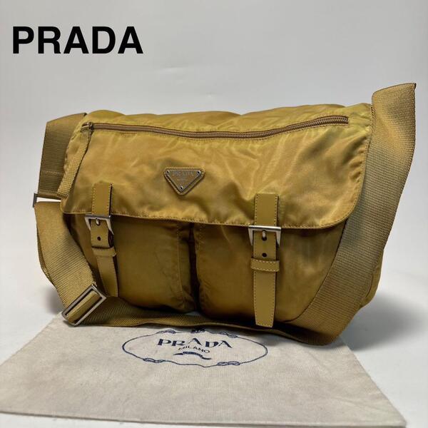 q17【美品】プラダ PRADA 三角ロゴ ナイロン レザー メッセンジャーバッグ ショルダーバッグ A4可