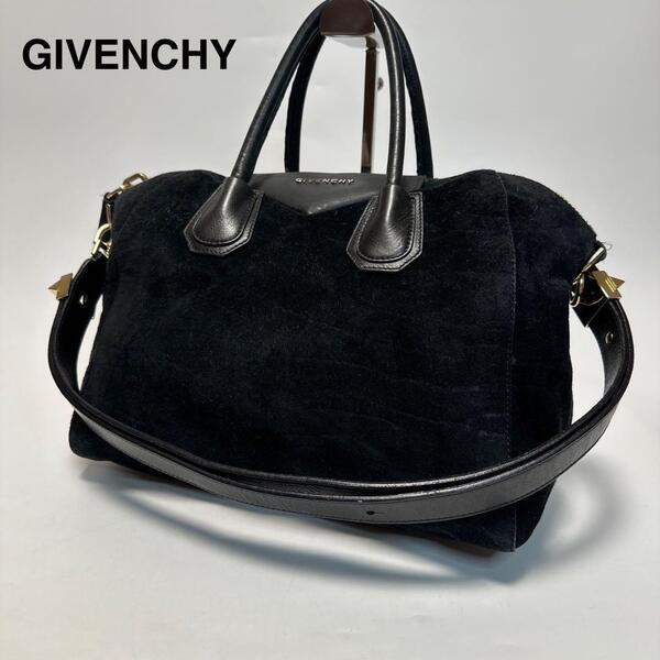 p48【美品】ジバンシー GIVENCHY アンティゴナ ミディアム ブラック 黒 2way ショルダーバッグ ハンドバッグ トートバッグ