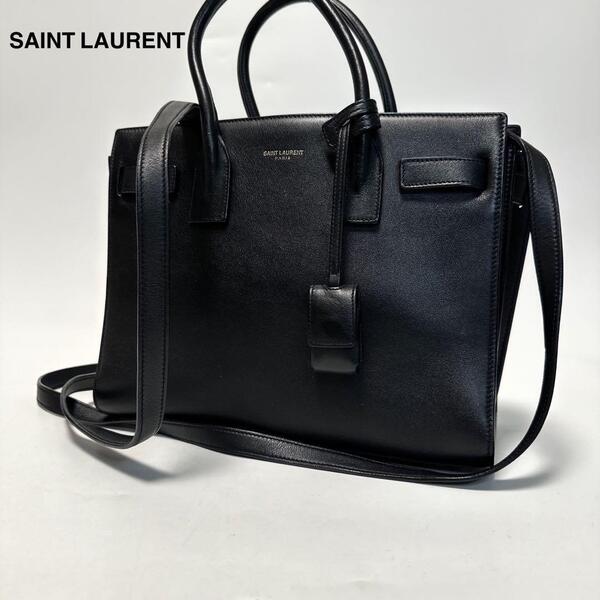 q57【極美品】サンローラン SAINT LAURENT PARIS サックドジュール ベイビー 黒 ブラック 2way ショルダーバッグ ハンドバッグ