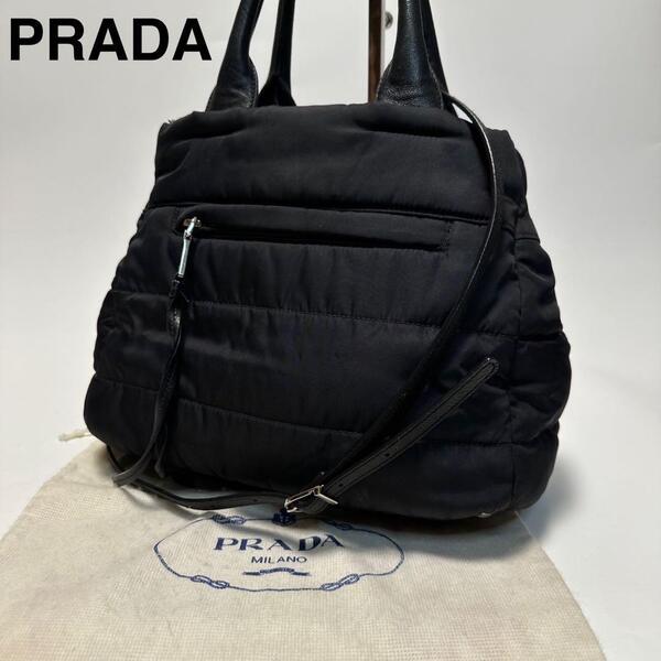 q75 プラダ PRADA テスートボンバー ナイロン ブラック 黒 三角ロゴ 2way ハンドバッグ トート ショルダーバッグ