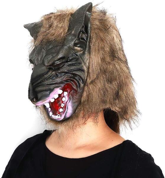 狼 お面 狼男 人狼 仮装 コスプレ オオカミ リアル 怖い 変装マスク ハロウィン J-541 P