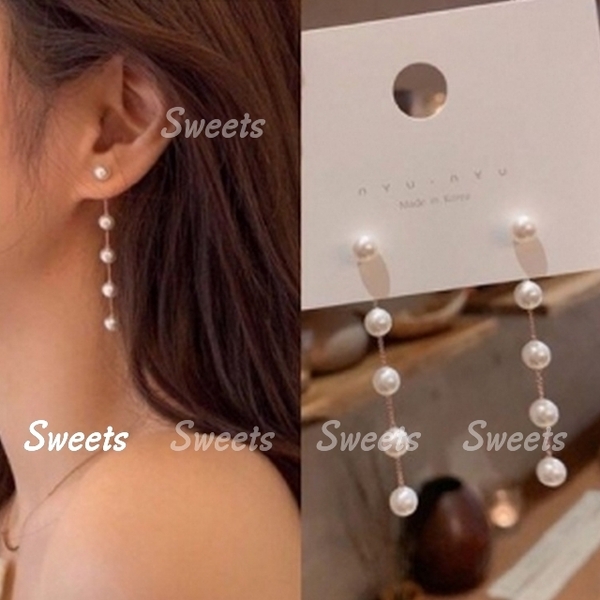 ウェディング パールチェーンロングピアス アクセサリー結婚式 前撮り ブライダル 上品 卒業式 入学式 真珠風 ホワイト ゴールド