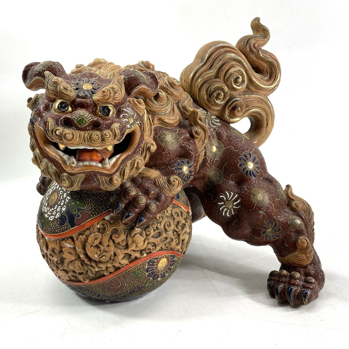 九谷焼 獅子 玉乗り獅子 狛犬 置物 縁起物 レトロ Yahoo!オークション -「九谷焼 獅子 置物」(アンティーク