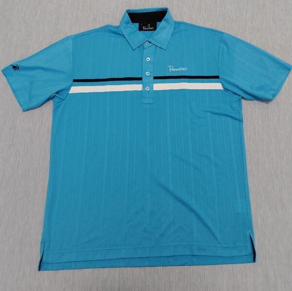 \送料込み!/【Paradiso】パラディーゾ 半袖 ポロシャツ ブルー 青系 Mサイズ ゴルフウェア GOLF スポーツ ファッション