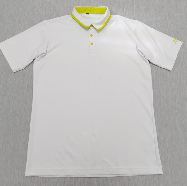 \送料込み!/【MIZUNO】ミズノ 半袖 ポロシャツ 白 ホワイト ワンポイント Lサイズ相当 ゴルフウェア GOLF スポーツ ファッション