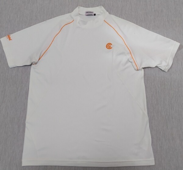 \送料込み!/【Cleveland GOLF】クリーブランドゴルフ 半袖 Tシャツ Lサイズ モックネック 白 ホワイト ゴルフウェア GOLF スポーツ