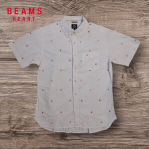 BEAMS HEART ビームス ハート メンズ半袖シャツ カラフル刺繍 XL