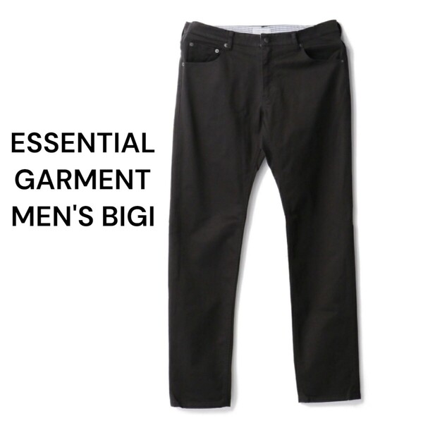 夏でも快適!ESSENTIAL GARMENT MEN'S BIGI メンズビギ 5ポケット ストレッチ スリムテーパードブラックパンツ チノパン/SS