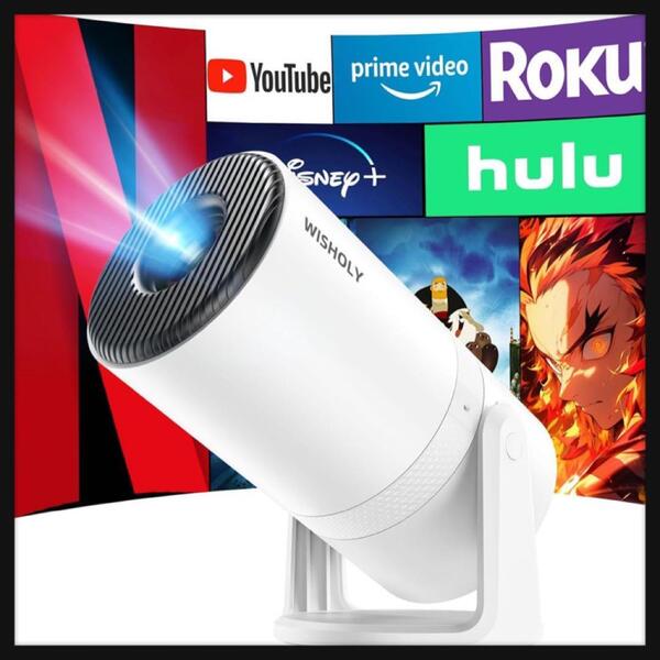 WISHOLY プロジェクター 家庭用【2025年 Android TV搭載NetflixやYouTube、Amazon Prime Video、Hulu