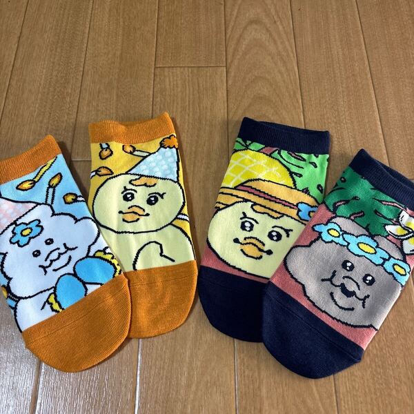 未使用 んぽちゃむ きみまろ スニーカー ソックス 靴下 19〜24cm 柄違い2足セット しまむら